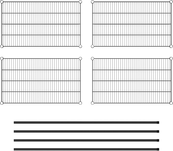 Commercial NSF Listed Black Epoxy Stationary Wire Shelving Kit 21 x 36 x 64 with 4 Shelves Perfect for Warehouse Walk-in Refrigerator Freezer Grocery Store Restaurant Dishroom
