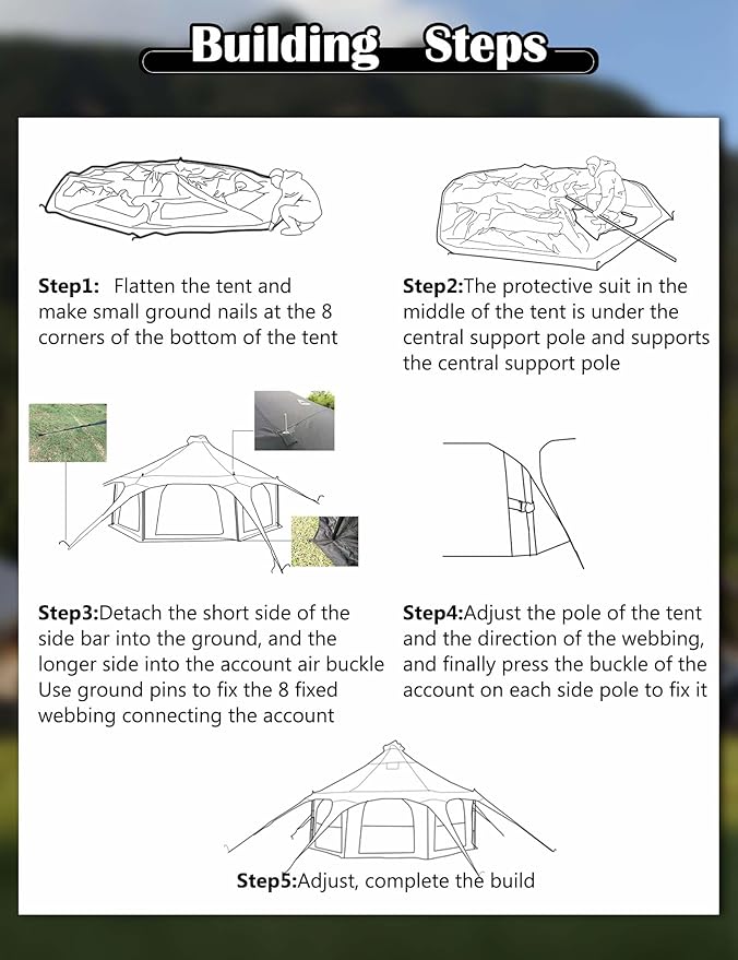 Cotton Canvas Tent Bell - Yurts Breathable and WindproofGlamping for 6/8/10Person Family Camping