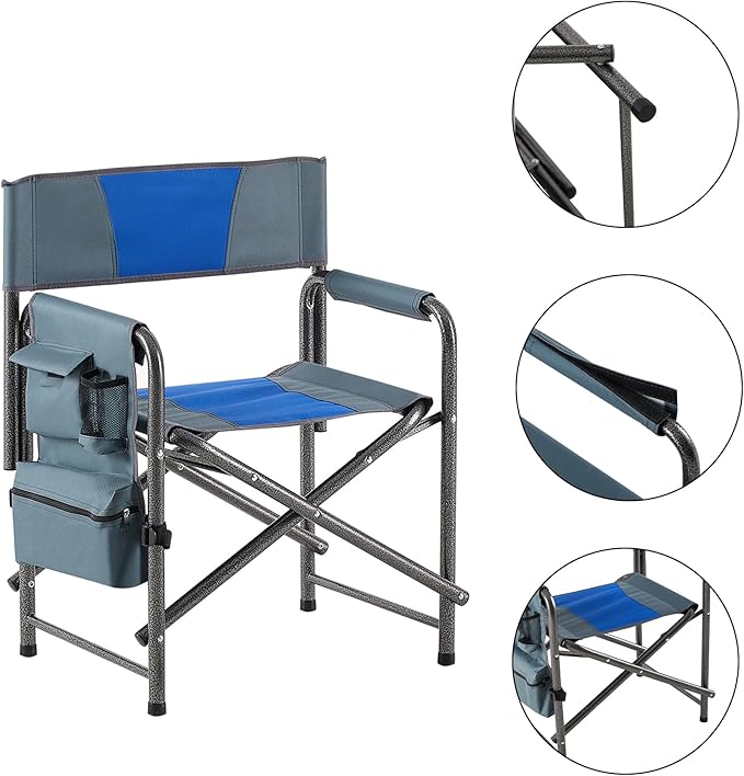 2 Folding Padded Camping Chair Portable Outdoor Chair with Storage Bag armrests and Anti Slip feet Suitable for Beaches backyards barbecues picnics and terraces. (1 Blue)