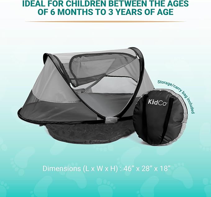 KidCo - Peapod Portable Foldable Mesh Toddler Travel Tent &amp Storage Bag Play Tent Ages 6 Months - 3 Years (Midnight)