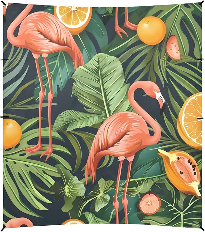 Seamless Pattern with Flamingos Camping Sun Shelter Beach Tent Portable Beach Sun Shade Outdoor Canopy for Camping Trips Fishing Picnic