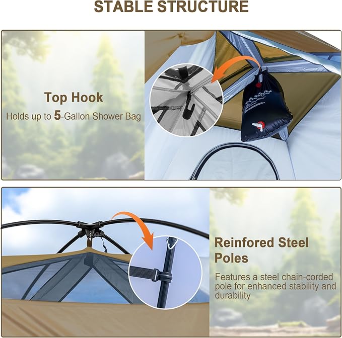 Camping Shower Tent 7.9 FT Extra Tall Oversize Privacy Tent Portable Outdoor Bathroom Toilet Tent with Floor Easy Set Up Privacy Shelter for Dressing Hiking Fishing UPF50+