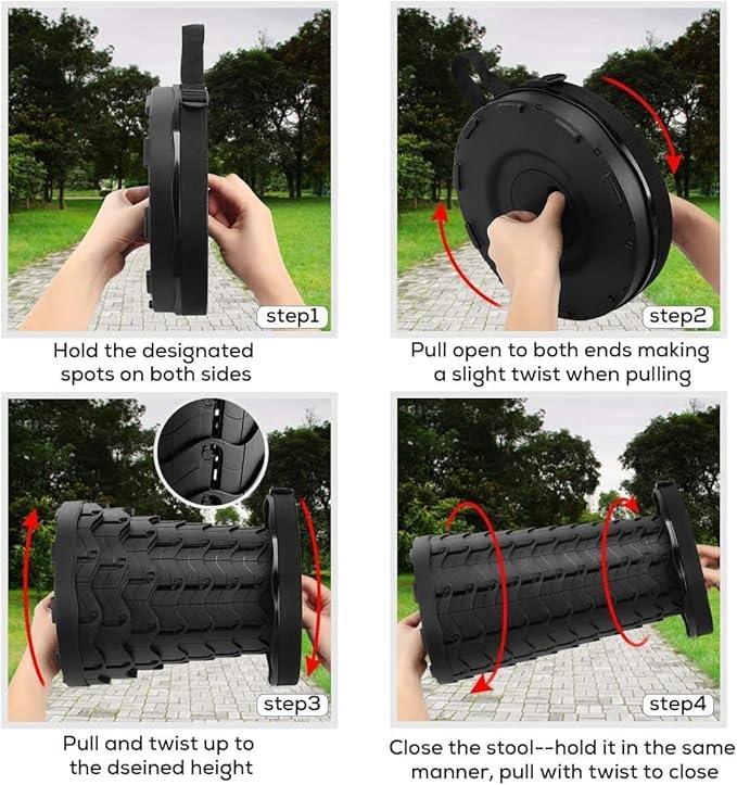 Upgraded Collapsible Stool Max 500lb Load Capacity Lightweight But Sturdy Portable Retractable Folding Telescoping Foldable Camping Stool for Adults Outdoor Fishing Hiking Travel BBQ