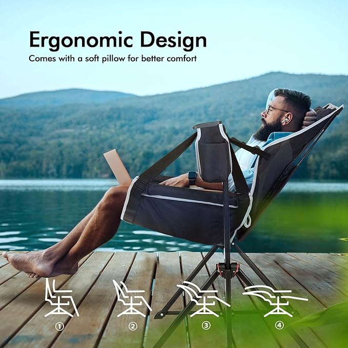 AKSOUL Hammock Camping Chair Swinging: Foldable &amp Portable Swing Chairs with Storage Bag - 265lbs Adult Weight Capacity - Folding Rocking for Lawn Camp Stargazer Outdoor