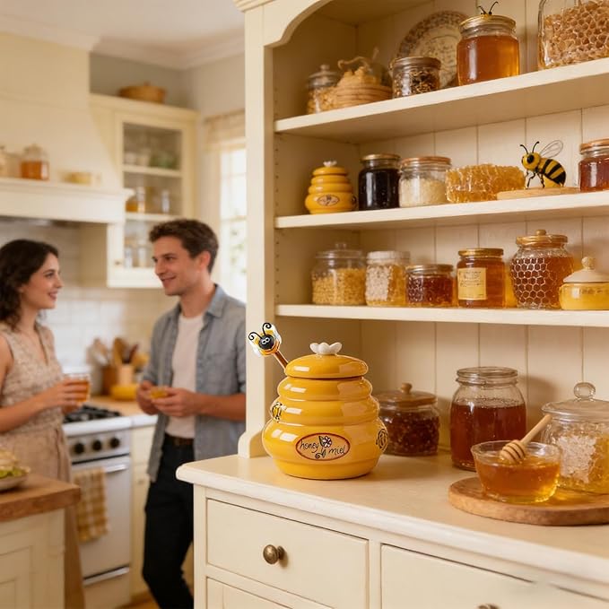Honey Dispenser Cute Small No Drip Pot Honey Dispenser No Drip Jar for Syrup Jam Sauce Home Apartment Kitchen Office Dorm Farmhouse Restaurant Baking