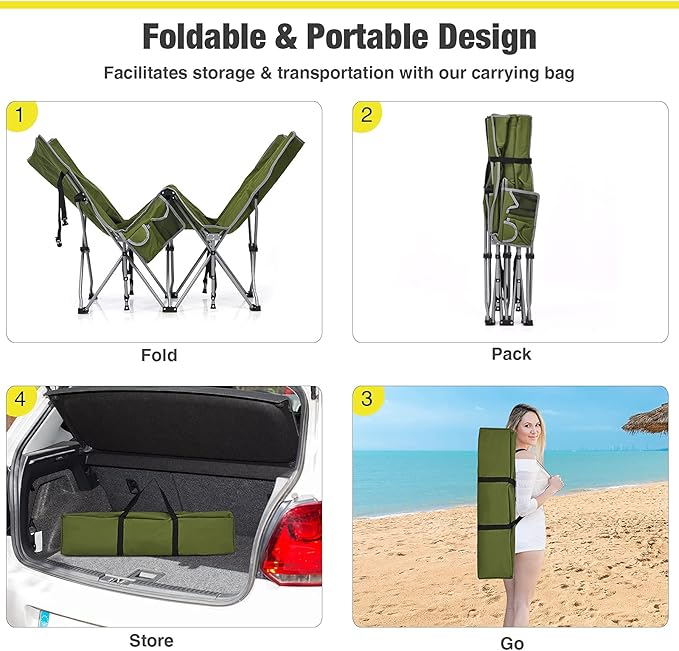 Goplus Folding Camping Cot Sleeping Cot for Adults with Carry Bag Weight Capacity Slanted Head Side Pocket Heavy Duty Portable Camping Bed for Kids Beach Office Snap (Army Green)