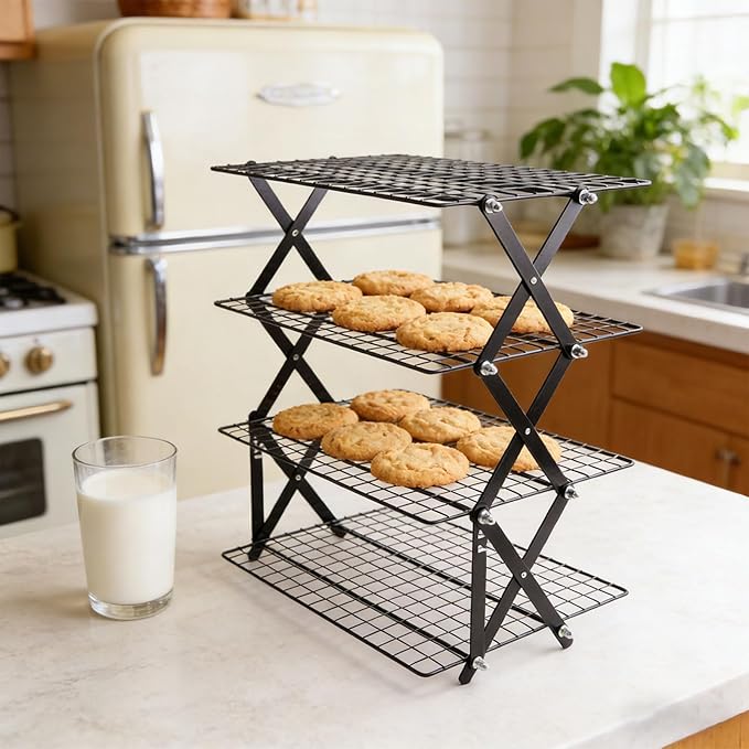 Pliable Refrigerating Rack Collapsing Plan for Compact Storage Permanent Metal Strong Not Stick Coating Easy Neat Not Stick Rack