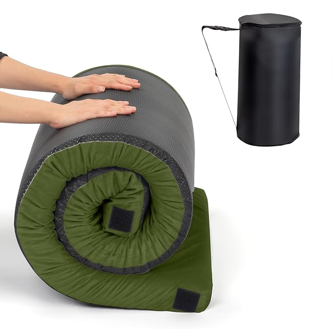 2.5-Inch Thick Inflatable Camping Mattress – Lightweight Sleeping Pad for Adults Portable Air Mattress with Built-in Pump for Backpacking Hiking &amp Outdoor Adventures(Army Green)