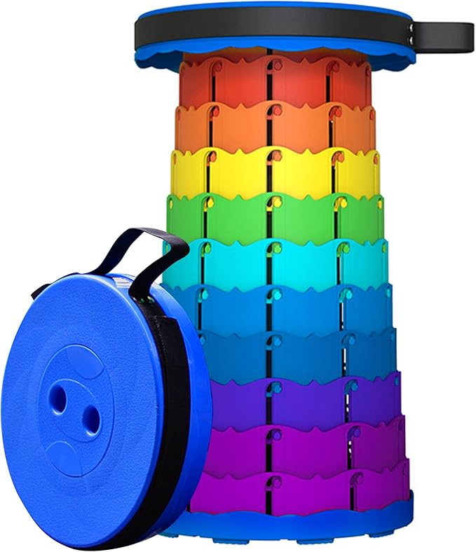 LB 2026 Upgraded Portable Collapsible Retractable Folding Stool Lightweight Telescoping Foldable Camping Stool for Adults for Outdoor Fishing Hiking Gardening Travel BBQ Hunting Indoor Activities