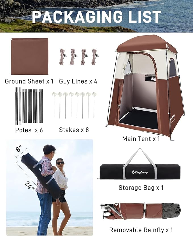 KingCamp Shower Tent Portable Privacy Tent Outdoor Camping 1/2 Room Toilet Tents with Shower Bag &amp Dressing Room for Beach Camping &amp Hiking