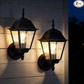 Outdoor Wall Sconce 2 Pack Black Waterproof Front Porch Light with Clear Glass Weather-Resistant Aluminum Sconce for Garage Patio Garden Front Door E26 Bulb (Bulbs Not Included)