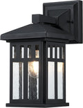 Westinghouse 6120800 Burnham Craftsman-Style One Light Outdoor Wall Fixture Textured Black Finish Clear Seeded Glass