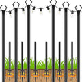 10Ft String Light Poles 6 PackLight Poles for Outside LightsOutdoor with Fence Brackets Hanging LightsMetal Stand Deck Patio Backyard