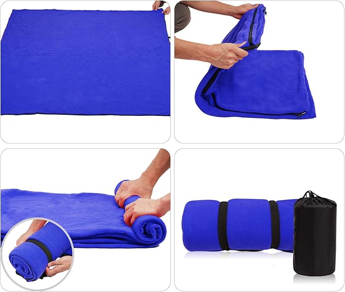 REDCAMP Fleece Sleeping Bag Liner for Adult Warm or Cold Weather 75 Long Full Sized Zipper Camping Blanket for Outdoor Indoor Used with Sack Navy Blue