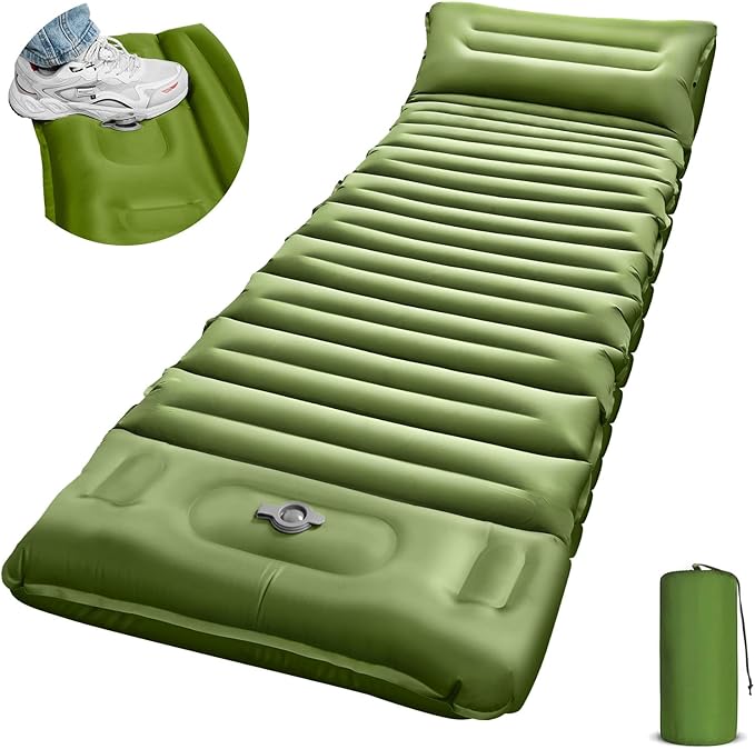 Sleeping Pad for Camping 5 Extra-Thick Camping Mat with Pillow Built-in Foot Pump Ultralight Inflatable Sleeping Mat for Camping Backpacking Hiking Camp Tent