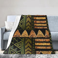 80X60 Afrocentric Tribal Motif Pattern Print 2 Lightweight Flannel Blanket - Soft and Breathable Polyester Suitable for Travel Camping and Home Decoration