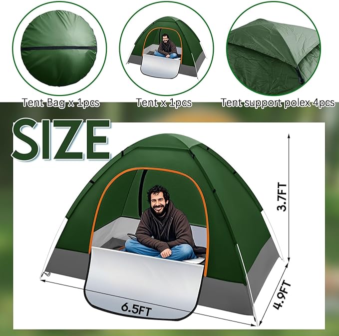 Camping Tents for Homeless Bulk 2 Person Homeless Backpacking Supplies Pop up Adult Waterproof Instant Easy Setup Tent for Hiking Outdoor Travel Camping Donation