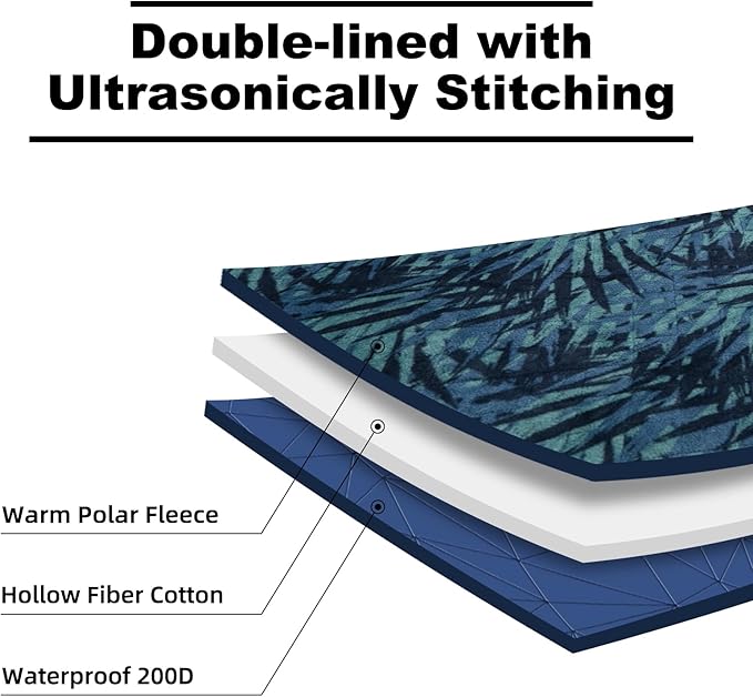 Large Outdoor Waterproof Blanket Extra Thick Fleece Stadium Blanket for Camping Car Pet Picnics - Windproof Wearable Machine Washable 80 x 58 (Jungle)