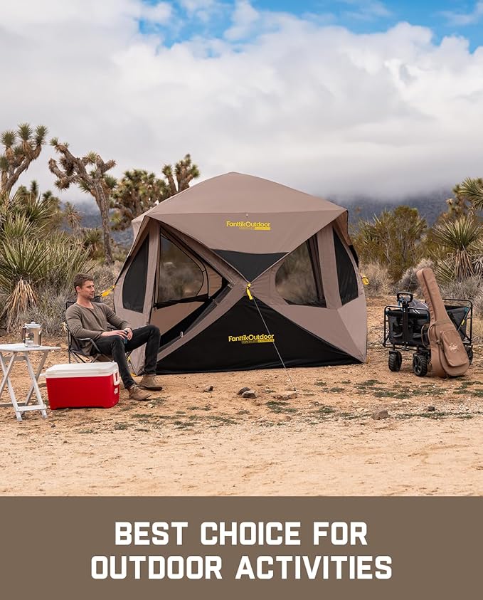 FanttikOutdoor Alpha C4 Ultra Camping Tent 4 Person Pop Up Instant Cabin Setup in 60 Seconds Portable Hub Tent with Rainfly &amp Windproof for Outdoor Camping &amp Overlanding