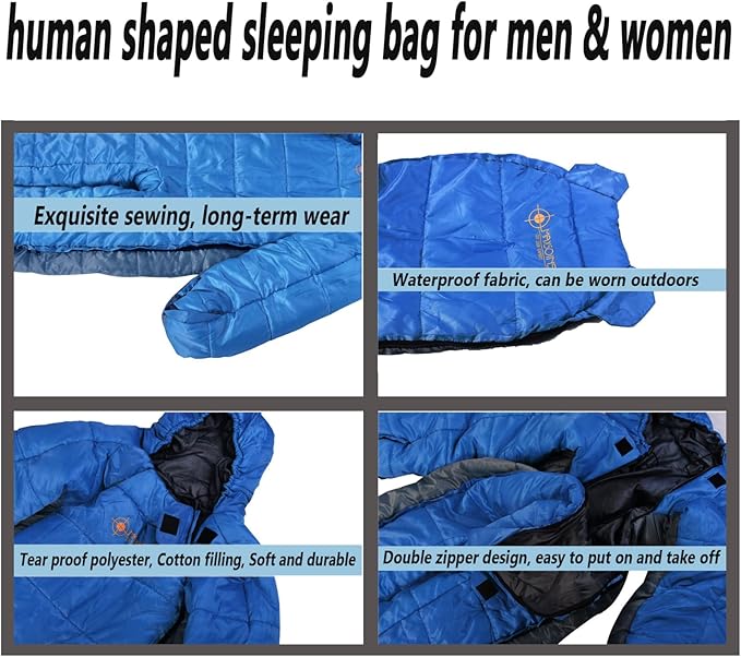 Wearable Sleeping Bag for Adults Indoor Outdor Lightweight Mummy Sleeping Bag Full Body Wearable Walkable Winter Emergency Heavy Duty Sleeping Bag