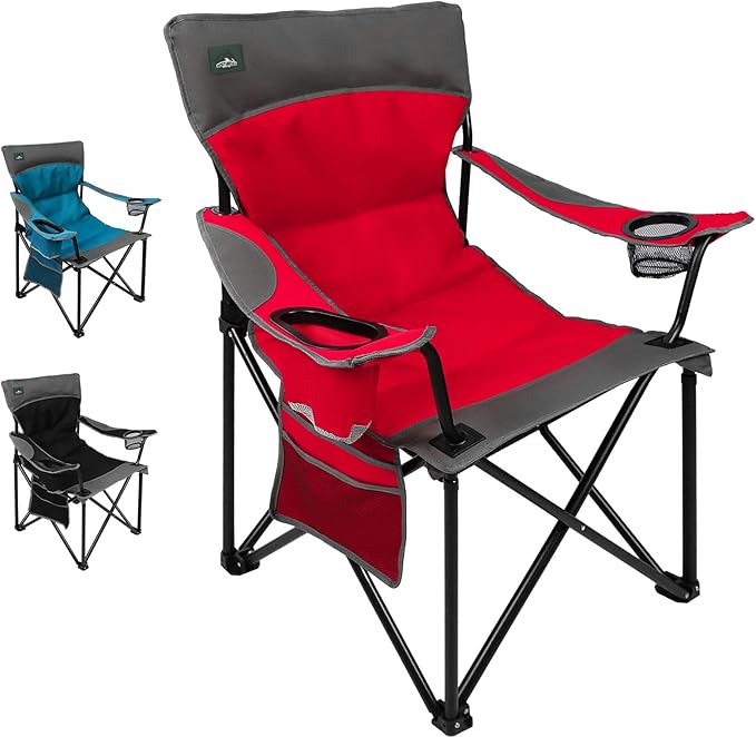 Northroad Foldable Camping Chair Heavy-Duty Outdoor Folding Chair Support Up to 300lbs for Hiking Picnics Patio Beach Fishing (Red)