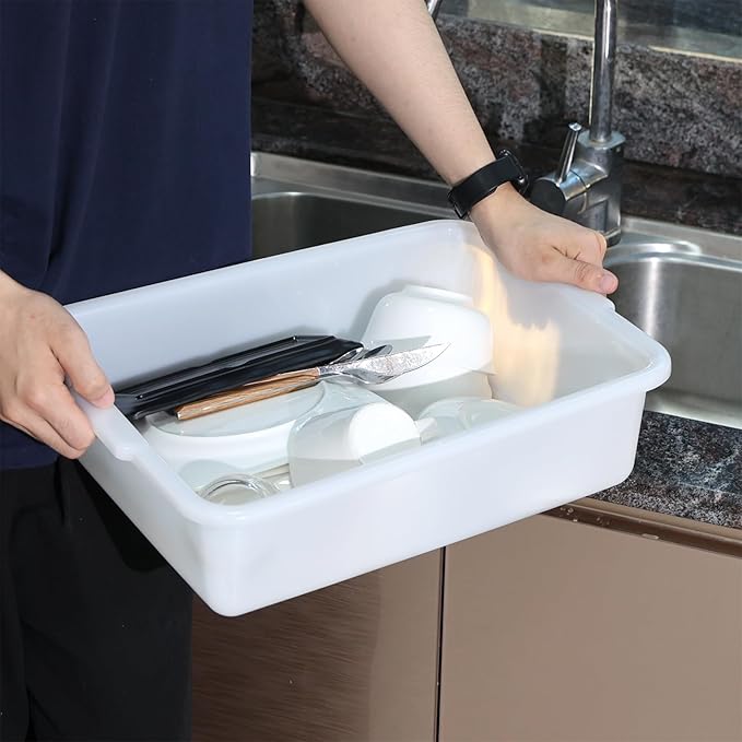 12 Packs 13 L Commercial Tote Box Food Service Bus Tub Trays White