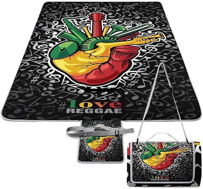Marijuana Leaves Rasta Lion Cannabis Waterproof Outdoor Picnic Blanket Sandproof Beach Mat for Camping Hiking Grass Travelling