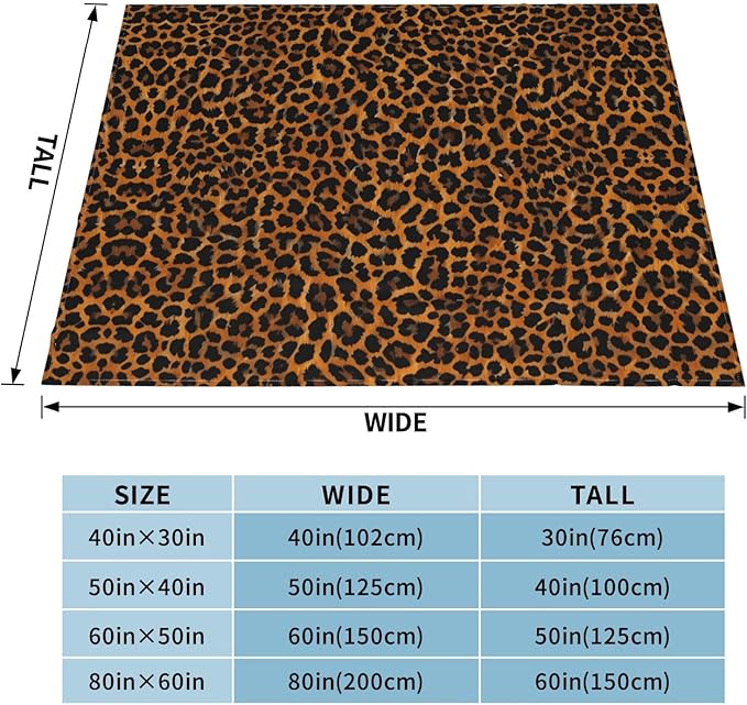 Leopard Pattern Background 50x40 Printed Soft Fleece Blanket for Sofa Bed and Camping - Cozy Blanket for Travel Picnics Nighttime Use