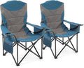 ARROWHEAD OUTDOOR 2-Pack Oversized XXL Portable Folding Camp Chair w/Glass &amp Cup Holders Armrest Cooler Heavy Duty Carry Bag 600 lbs Weight Capacity