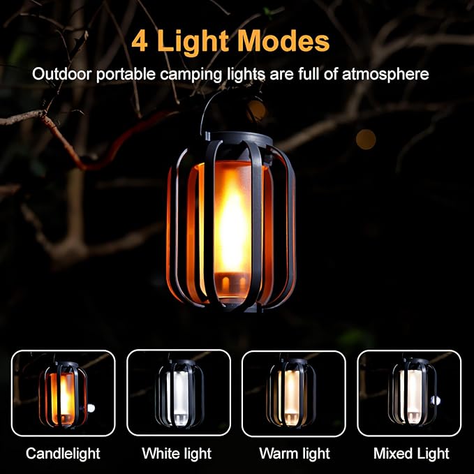 Solar Lanterns Outdoor Waterproof Garden Decor (2 Pack) Flickering Flame Hanging Solar Lights with Tripod Decoration Outside for Yard Patio Backyard Garden Ideal Gifts for Women Mom Grandma