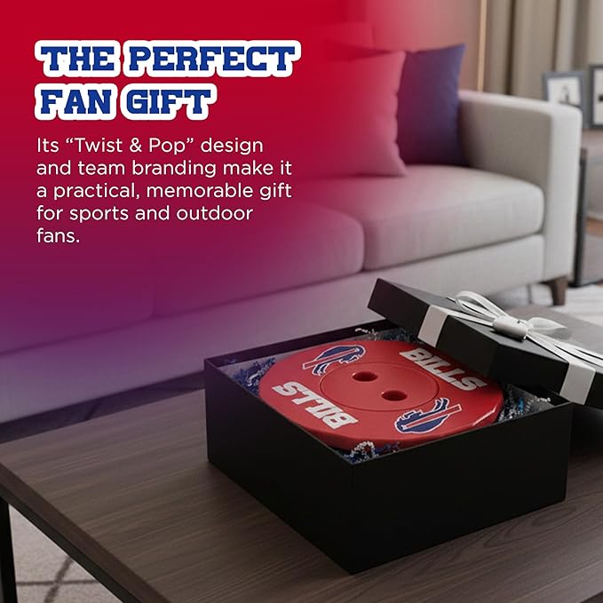 Sporticulture NFL Buffalo Bills Telescoping Collapsible Stool 500lbs Max Weight Portable Adjustable Height Folding Camping Stool with Carry Strap Retractable Stadium Have A Seat Outdoor Sports Fan
