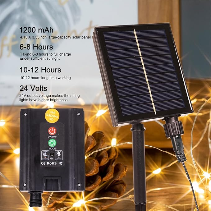 Solar String Lights for Outside200FT 600 LEDs Solar Fairy LightsWaterproof 8 Modes Button Outdoor String Light for Patio Garden Backyard Tree Wedding ChristmasSilver WireWarm White