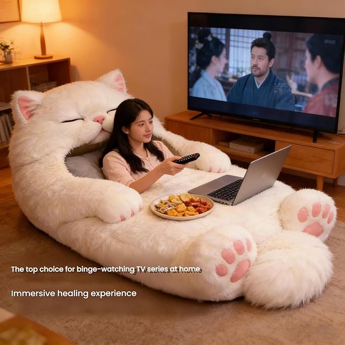 Fluffy Cat Sleeping Bag for Adults Humans Large Adult Soft Cat Sleeping Bag Animal Sleepings Bags for Adults Warm Blanket for Camping Travel Sleepovers Home