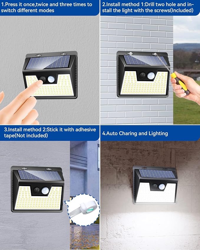 Peasur Solar Lights Outdoor [10 Pack/140LED] Solar Motion Sensor Outdoor Lights Security Light 3 Working Modes Waterproof for Outside Garden Yard Fence