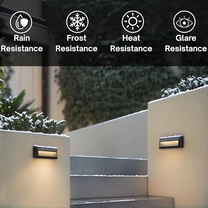 ZONK LED Outdoor Indoor Step Lights Line Voltage 110-240V 2W Landscape Stair Lights 9Inch Non-dimmable 3000K IP65 Waterproof Stairway Lighting LED Deck Light Retaining Wall Lights Pack of 3