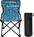 Sinestour Ice Blue Custom Folding Camping Chair for Teen Child Personalized Name 14.6×14.6in Portable Outdoor Chair with Carry Bag for Travel Picnic Barbeques