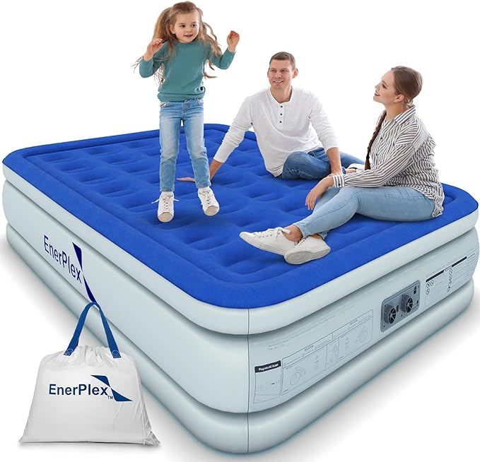 EnerPlex Air Mattress with Built in Pump - Self-Inflating Blow Up Mattress with Neck Support - Inflatable Air Bed for Portable Travel &amp Home Use
