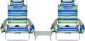 S AFSTAR Folding Beach Chair Set 2 Pack Folding Chair and Aluminum Small Table 5-Position Adjustable Camping Chairs with Ice Bag Comfort Pillow 3 PCS Backpack Recline Beach Chairs (Blue+Green)