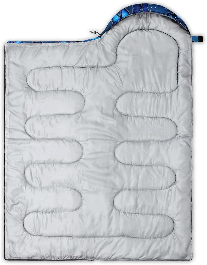 Kids Sleeping Bag for Boys GirlsBlue Black Butterfly Print-Lightweight Warm Portable Outdoor Indoor-Waterproof Cold Weather Resistant Sleeping Bag for Camping Hiking(Butterfly)