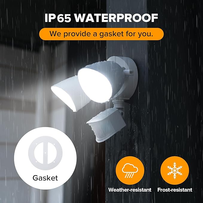 UME 2 Pack 32W 3500 Lumen LED Security Lights Motion Sensor Light Outdoor 5000K Daylight IP65 Waterproof Dusk to Dawn Motion Detector Flood Light for Garage Yard Porch-White