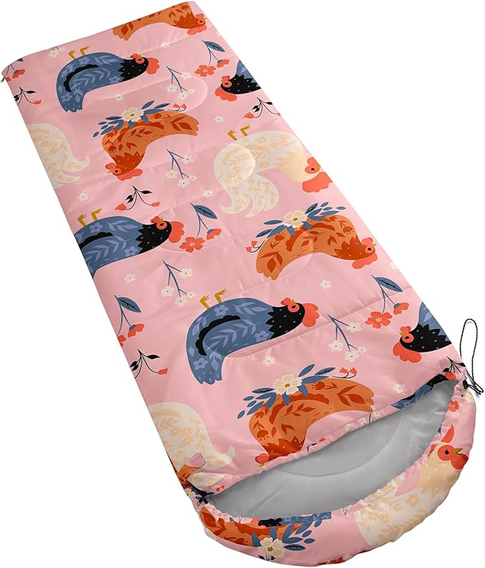 Axolotl Cartoon Fox Sleeping Bag3 Season Warm and Cool Weather Kawaii Fox Flowers Sleeping Bags for Kids Boys TeensWaterproof Lightweight Sleeping Bags for TravelingOutdoors Camping EquipmentRed