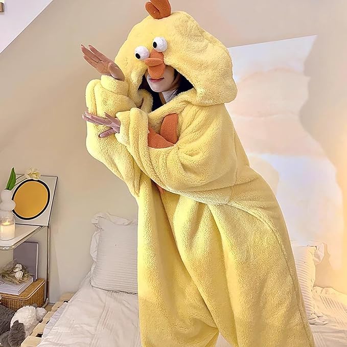 Warm one-piece blanket pajamas in autumn and winter cute shark capybara robe hooded coral velvet padded velvet home clothes.