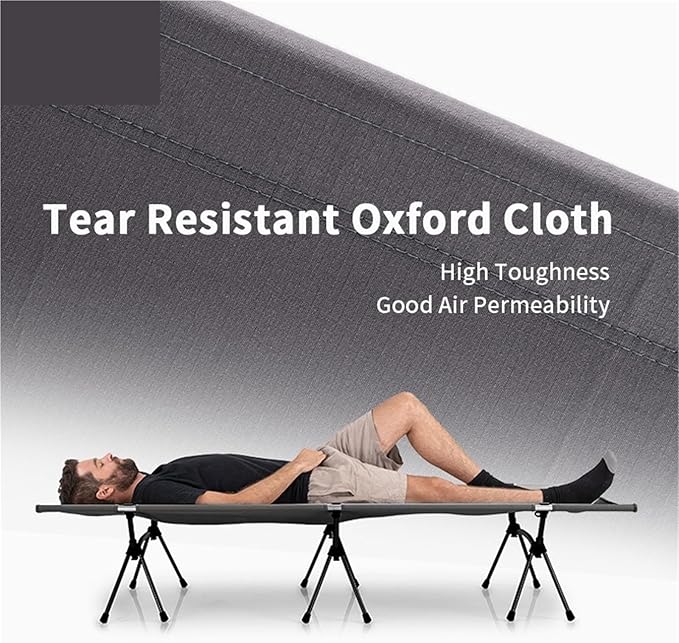 Folding Camping Cot Camping Mat Bed Foldable Sturdy Tent Cot Office Single Folding Bed Travel Portable Hiking(Black)