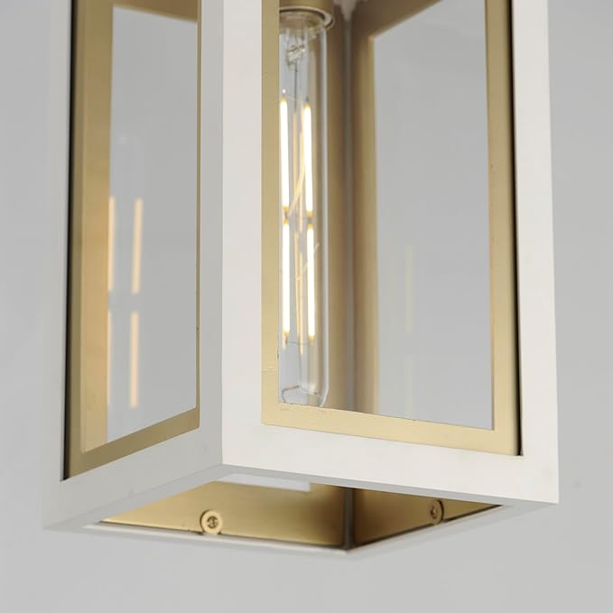 Maxim Lighting 30051CLWTGLD I Neoclass Collection 12 Inch One Light Outdoor Ceiling Pendant I White &amp Gold Finish I Modern Contemporary Light Fixture I Adjustable Height I