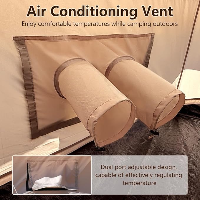 Bell Yurt Tent Waterproof Luxury 4 Season Hot Tent with Stove Jack/Air Conditioner Vents/2 Skylight for Family Outdoor Camping Oxford Glamping Tents for All Year Living