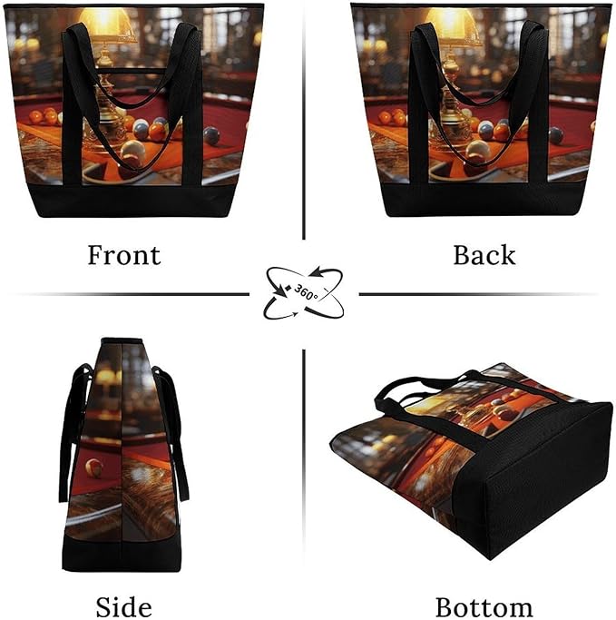 Insulated Shopping BagLarge Reusable Cooler Bags Billiards Printed Foldable Shopping BagTravel Waterproof Shoulder Bag