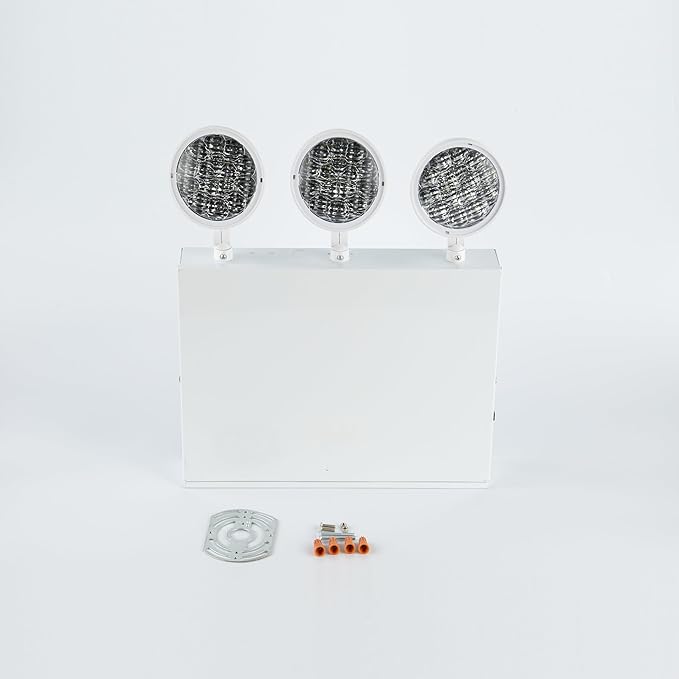 New York City Approved Emergency Light Emergency Lights with Battery Backup White Steel Housing AC 120/277V Three Heads