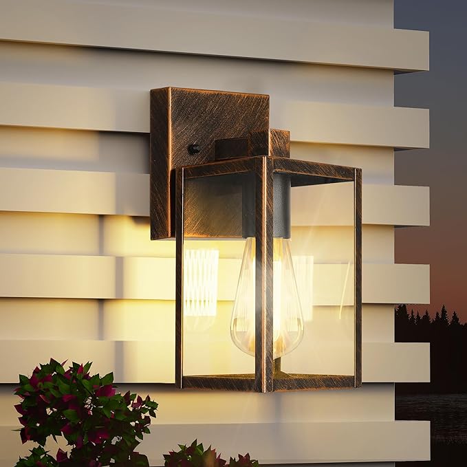 WIHTU Outdoor Lights for House LED Exterior Front Porch Light Fixtures for Outside Waterproof Wall Light Outdoor Sconce Lights for Patio Garage Doorway Entryway (Black Brush Gold)