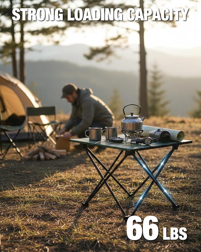 VILLEY Portable Camping Side Table Ultralight Aluminum Folding Beach Table with Carry Bag for Outdoor Cooking Picnic Camp Boat Travel