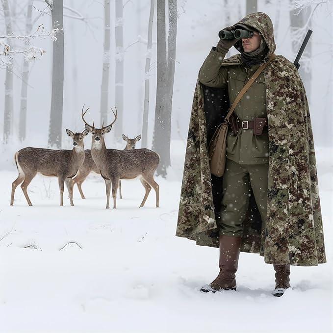VitalCozy 55 x 95 Waterproof Woobie Camo Blanket for Hunting Extra Outdoor Stadium Blankets Sherpa Lining with Hood and Storage Pocket for Deer Duck Hunting Gear Blind Accessories(Camo)